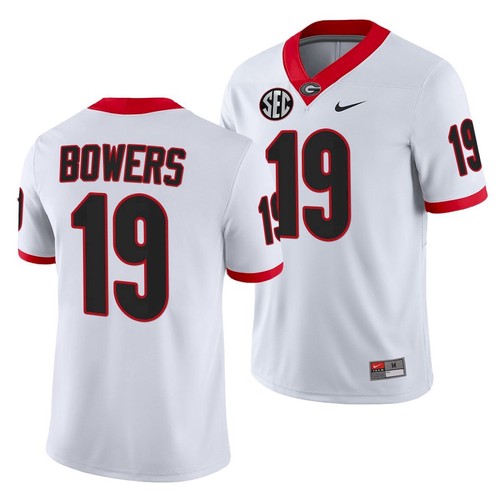 Men's Georgia Bulldogs #19 Brock Bowers White College Football Stitched Jersey